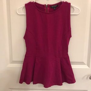 Topshop Raspberry top with waistline flare **LAST CALL